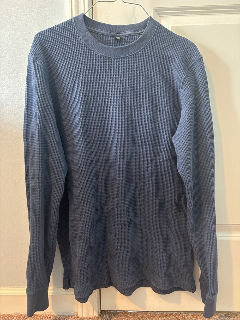 Waffle-Knit Crewneck Sweater